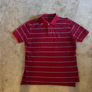 Ralph Lauren Red and White Striped Polo Shirt